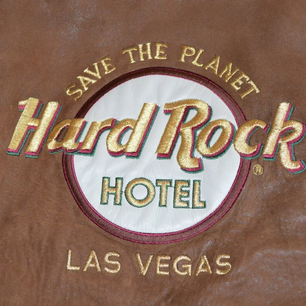 Vintage Hard Rock Hotel Leather Bomber Jacket- Men's XL - Picture 6 of 9